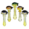 4.5 Inch Silver Fume Glass Hand Pipe with Frit Art