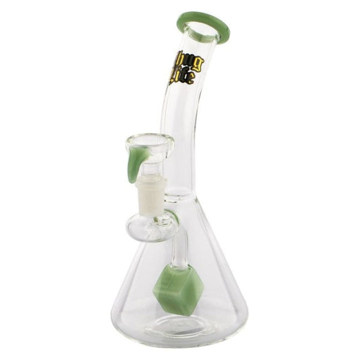 Thug Life | 7" Cube Perc Green Glass Water Pipe