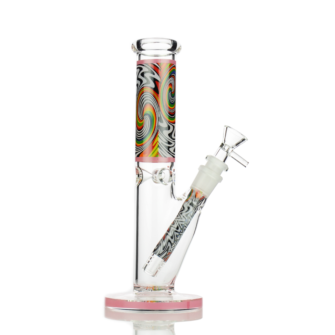 10-Inch Straight WigWag Decal Water Pipe with 14mm Bowl