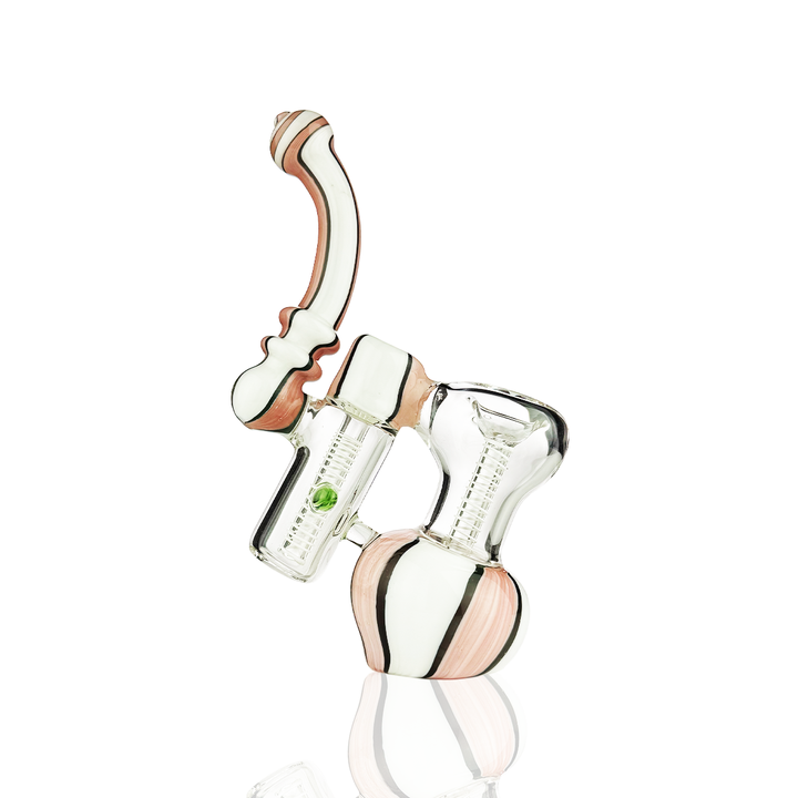 7-Inch Double Chamber Bubbler - Pink & White Stripe