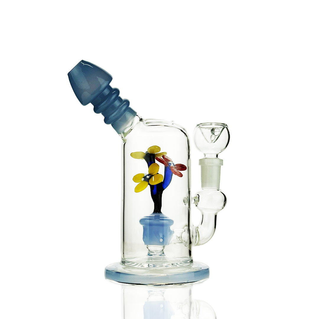 7" Slime Glass Flower Perc Water Pipe with 14mm Bowl