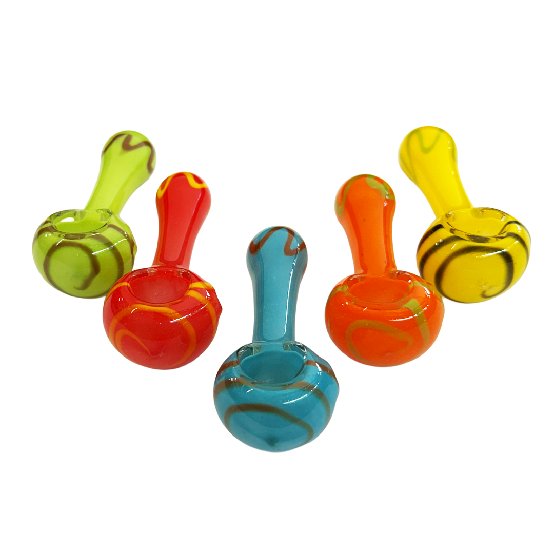 Compact 3-Inch Color Frit Glass Hand Pipe