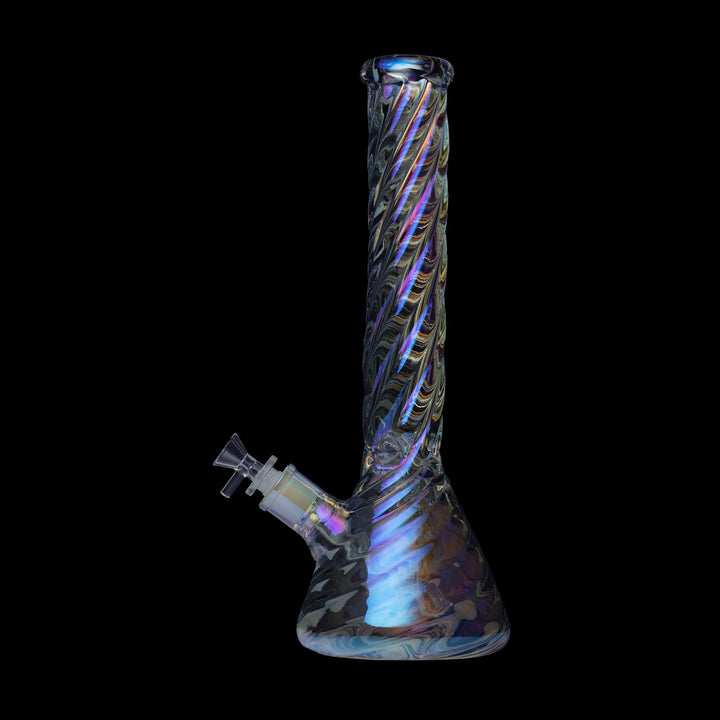 Twisted Iridescent Beaker Bong with 14mm Joint