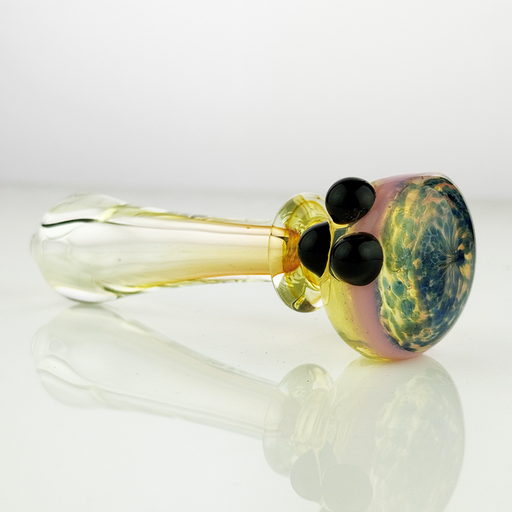 4.5 Inch Silver Fume Glass Hand Pipe with Frit Art
