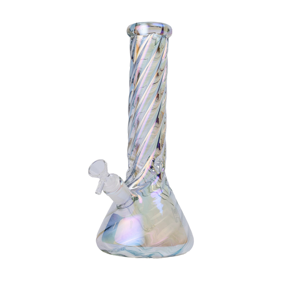 Twisted Iridescent Beaker Bong with 14mm Joint