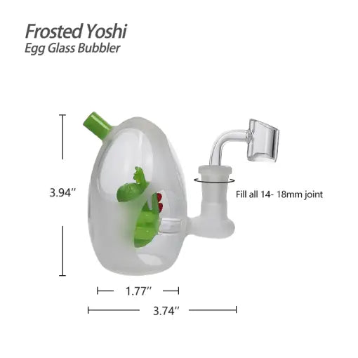 Fetal Yoshi Egg Glass Bubbler with Dinosaur Design