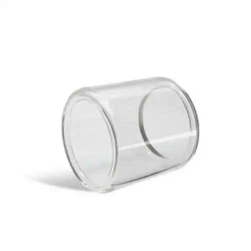 A clear, cylindrical glass chamber, likely a replacement part, shown lying on its side against a white background.