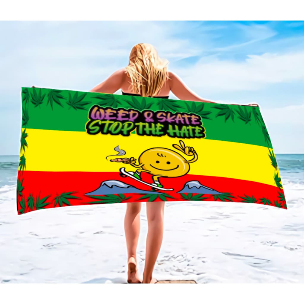 Weed & Skate-themed Beach Towel 🛹💚