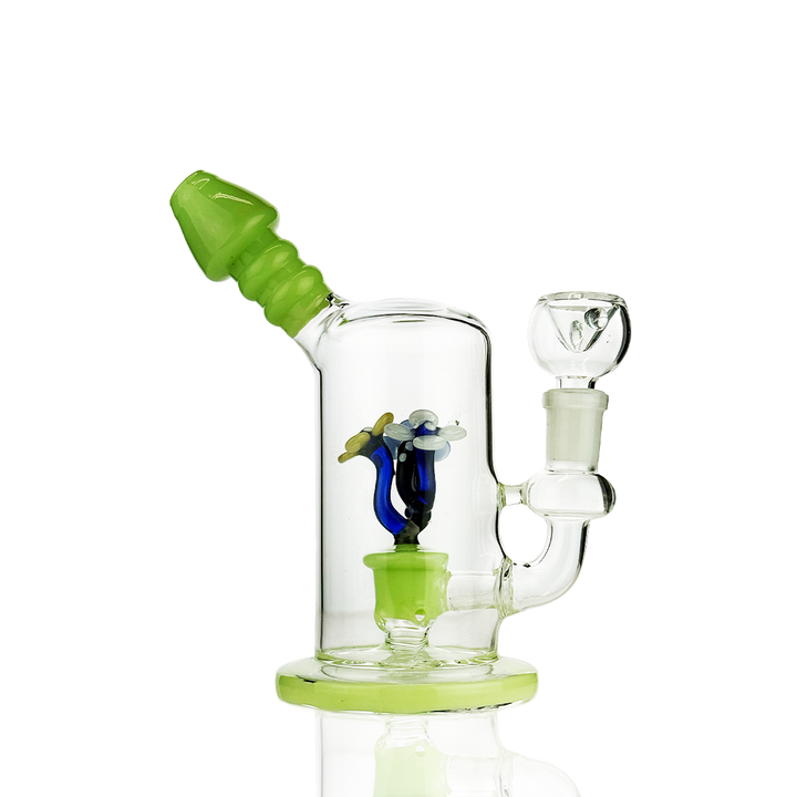 7" Slime Glass Flower Perc Water Pipe with 14mm Bowl