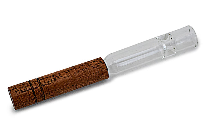 Compact Glass Chillum with Wooden Mouthpiece