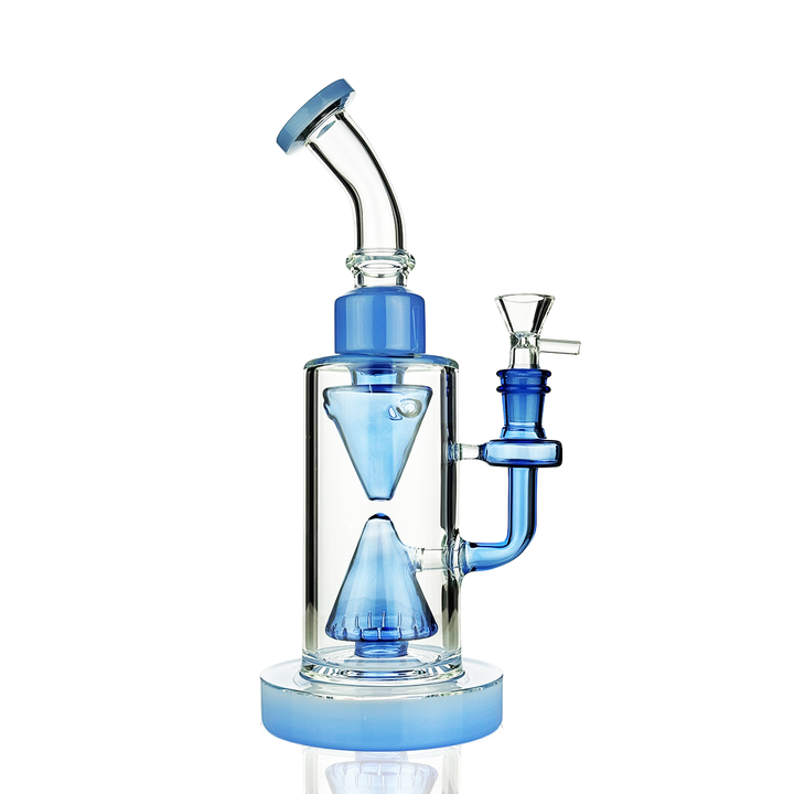 Pyramid Base 10" Water Pipe Rig - Shower Perc, 14mm Bowl