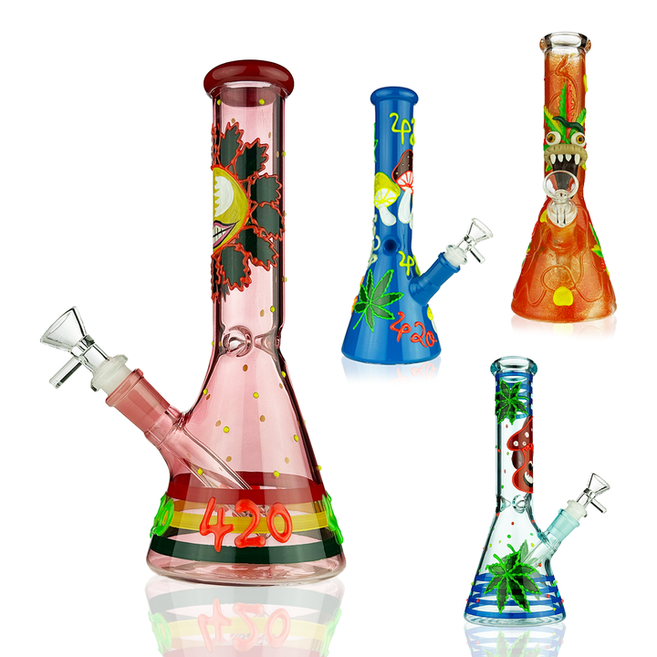 10 Inch Glow-in-Dark 3D Beaker Water Pipe
