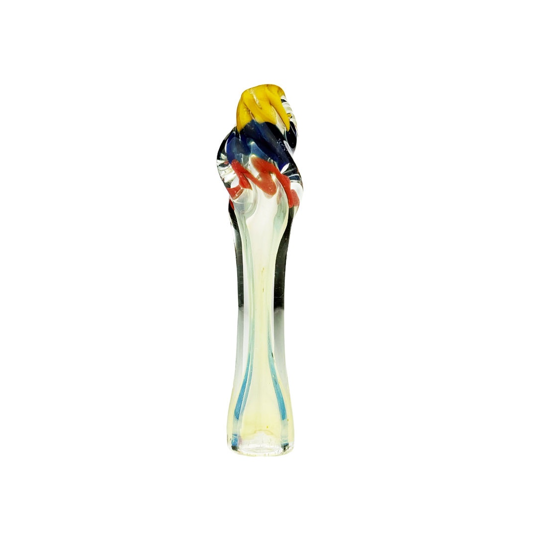 4 Inch Silver Fume Twisted Glass Chillum