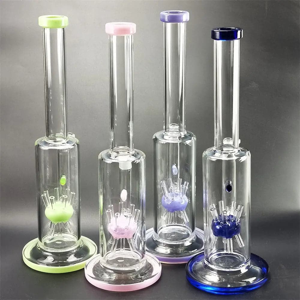 13" Straight Sprinkler Perc Glass Bong