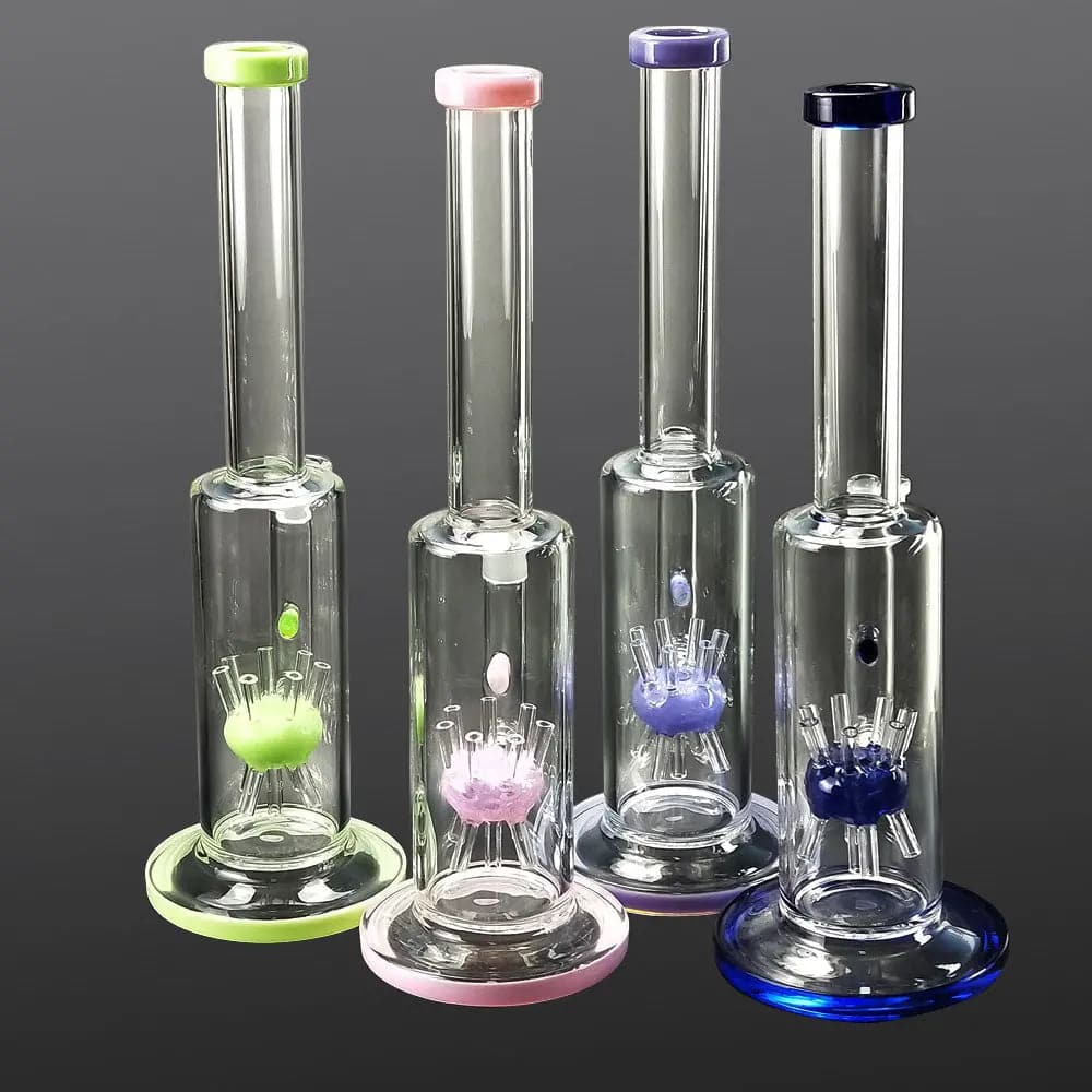 13" Straight Sprinkler Perc Glass Bong