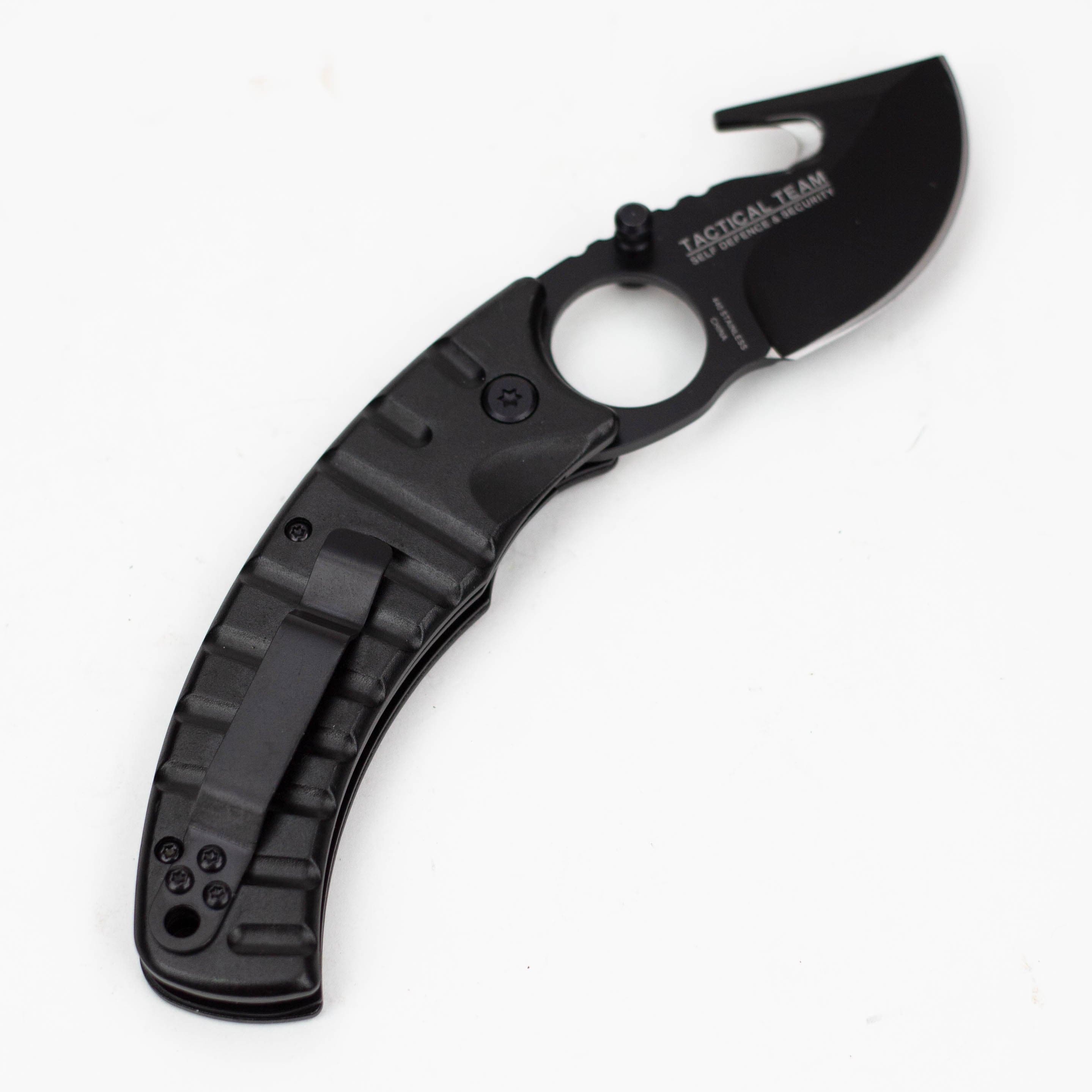 7.5" Defender Xtreme Black Folding - Knife with Belt Clip_2