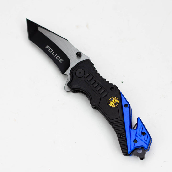 8" Two Tone Blade Folding Knife Aluminum Handle With Belt Clip_2