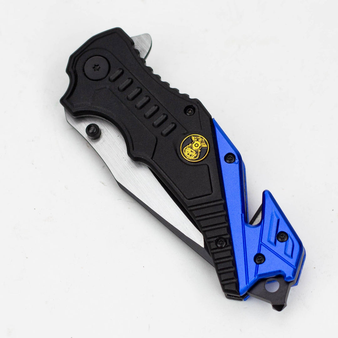 8" Two Tone Blade Folding Knife Aluminum Handle With Belt Clip_4
