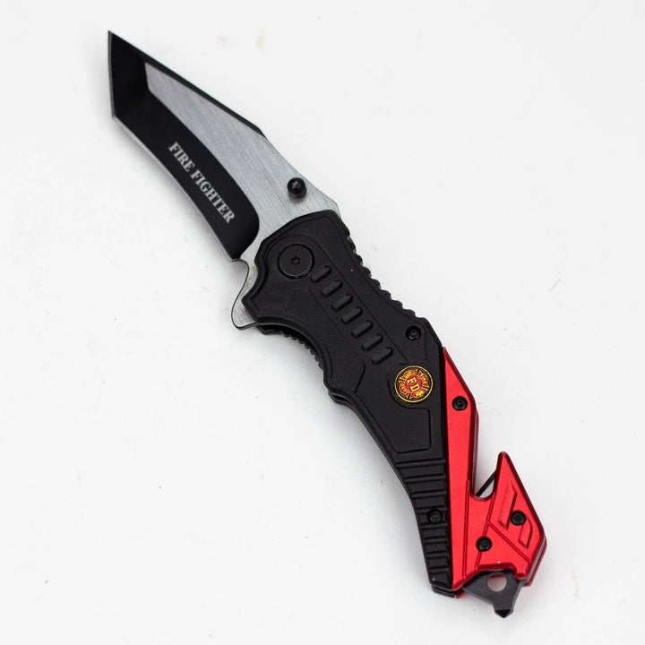 8" Two Tone Blade Folding Knife Aluminum Handle With Belt Clip_3