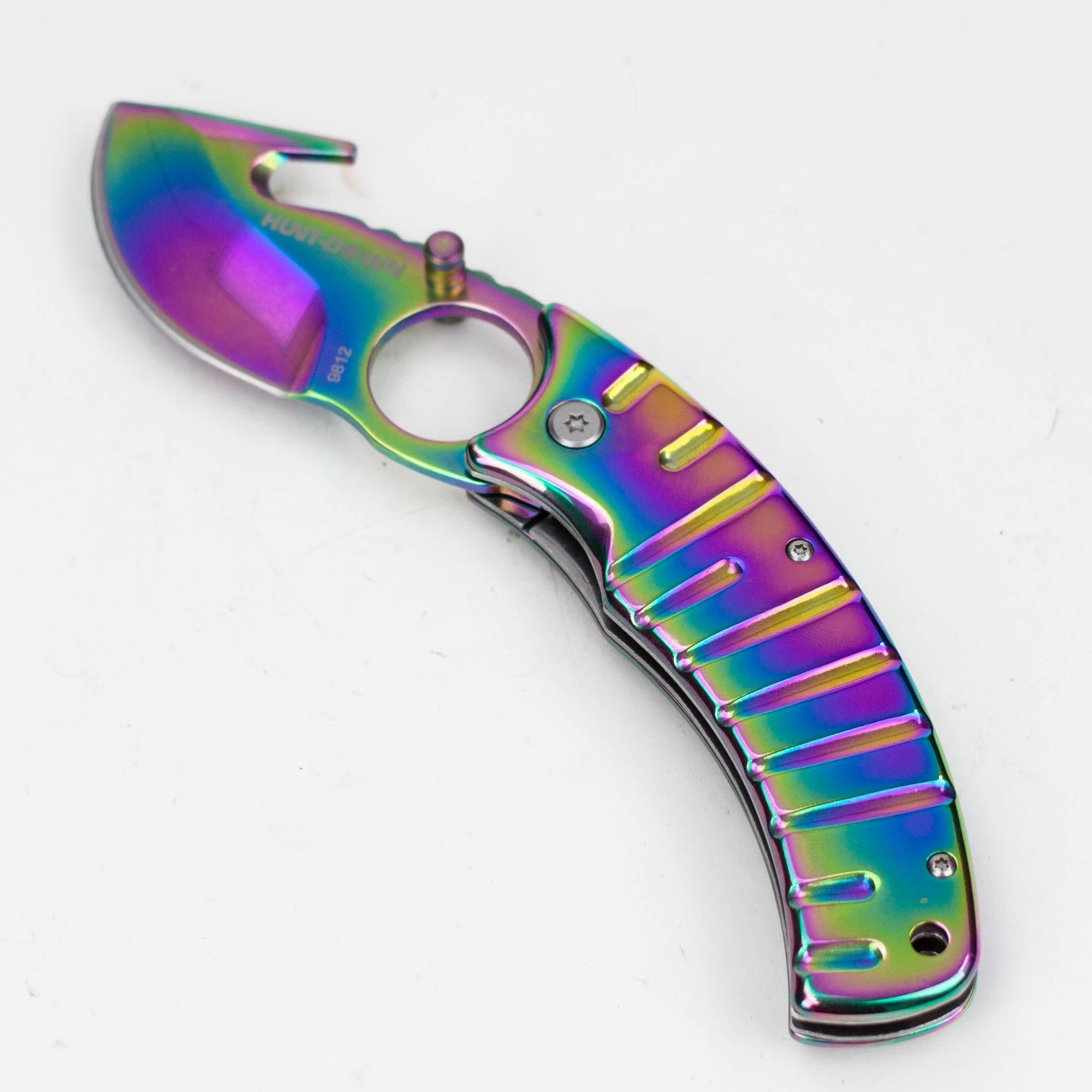 Hunt Down 9" Rainbow  Pattern Tactical - Folding Knife_0
