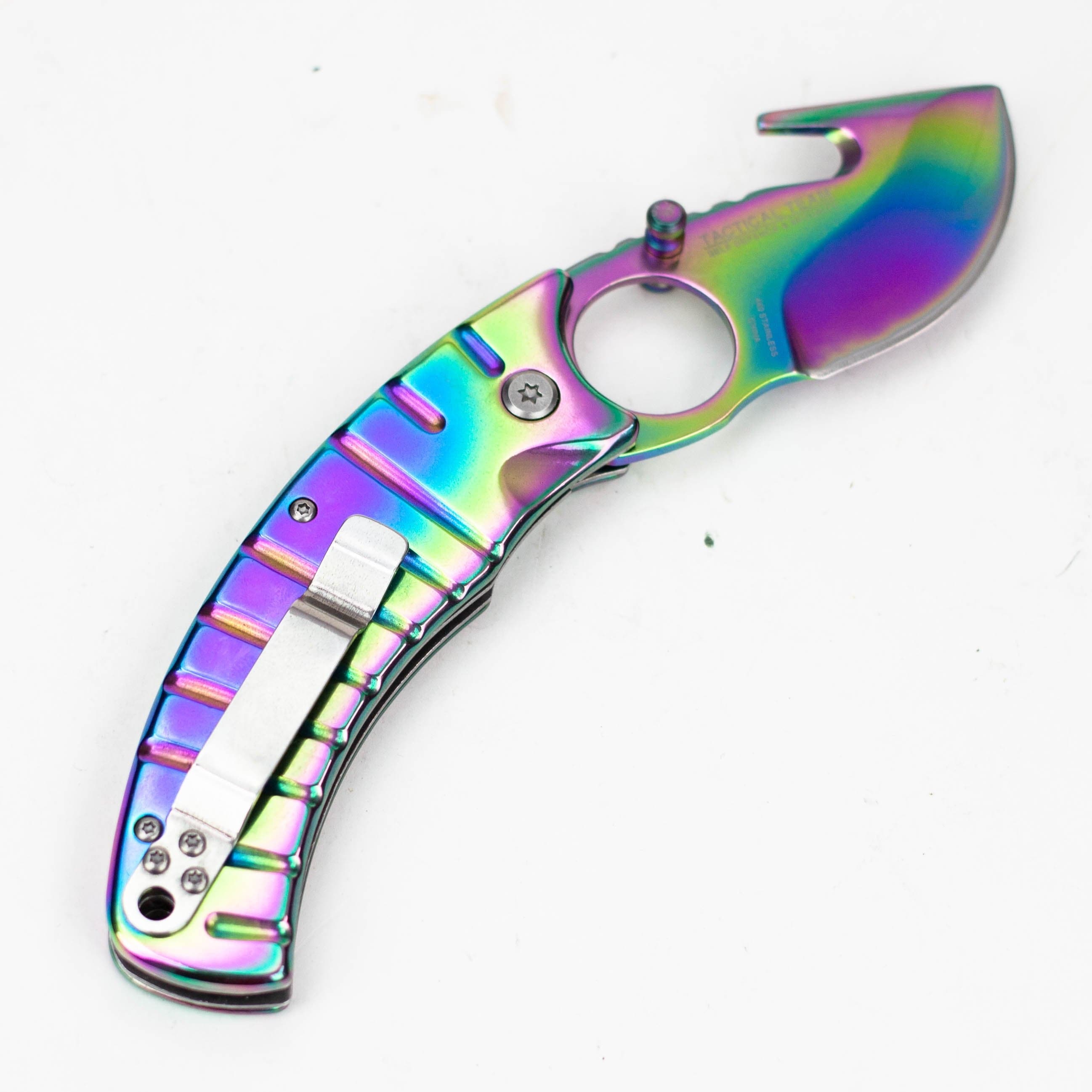 Hunt Down 9" Rainbow  Pattern Tactical - Folding Knife_2