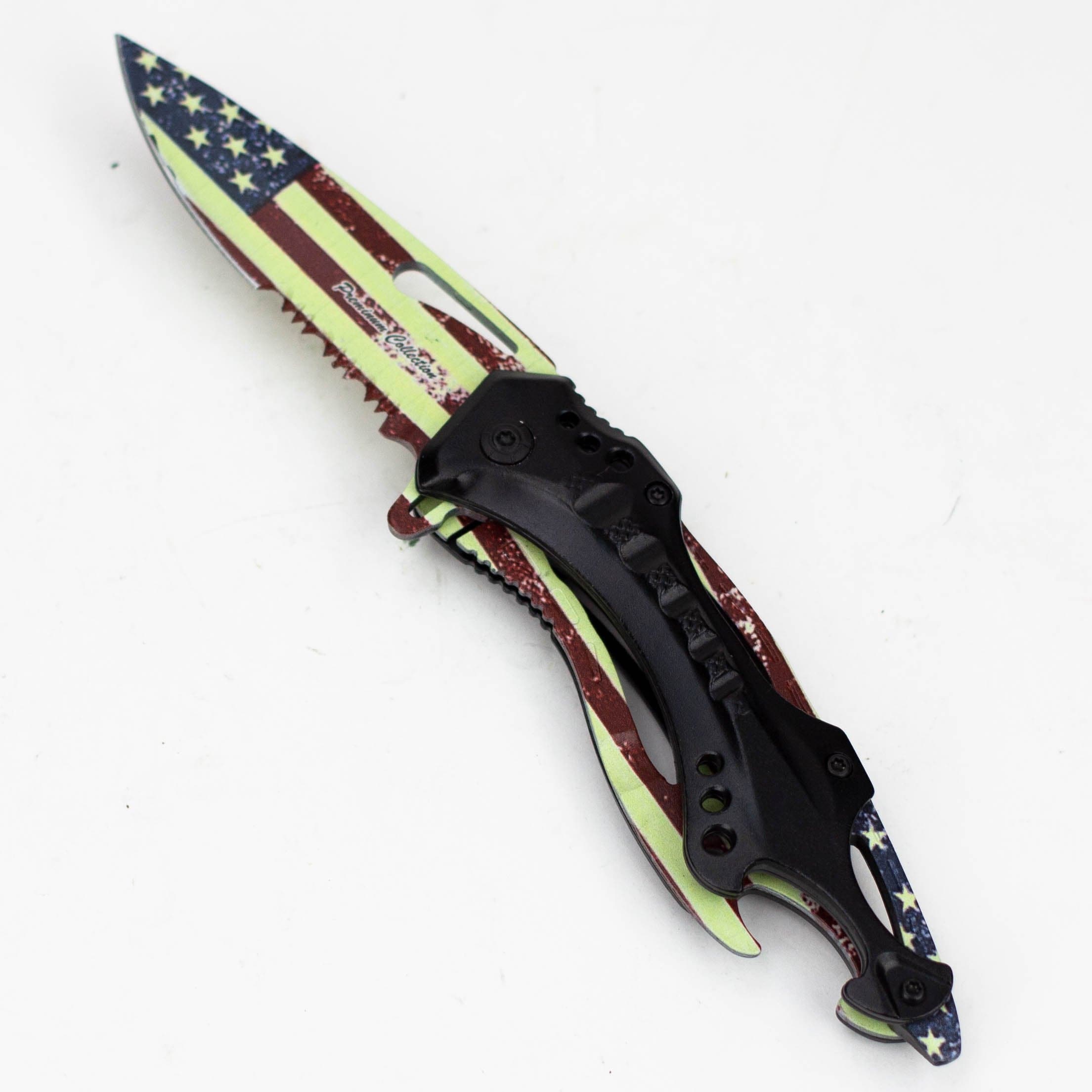 8" USA Flag  Handle Folding Knife_0