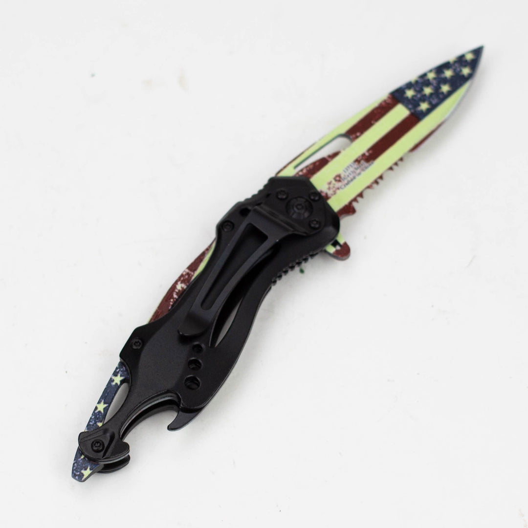 8" USA Flag  Handle Folding Knife_2