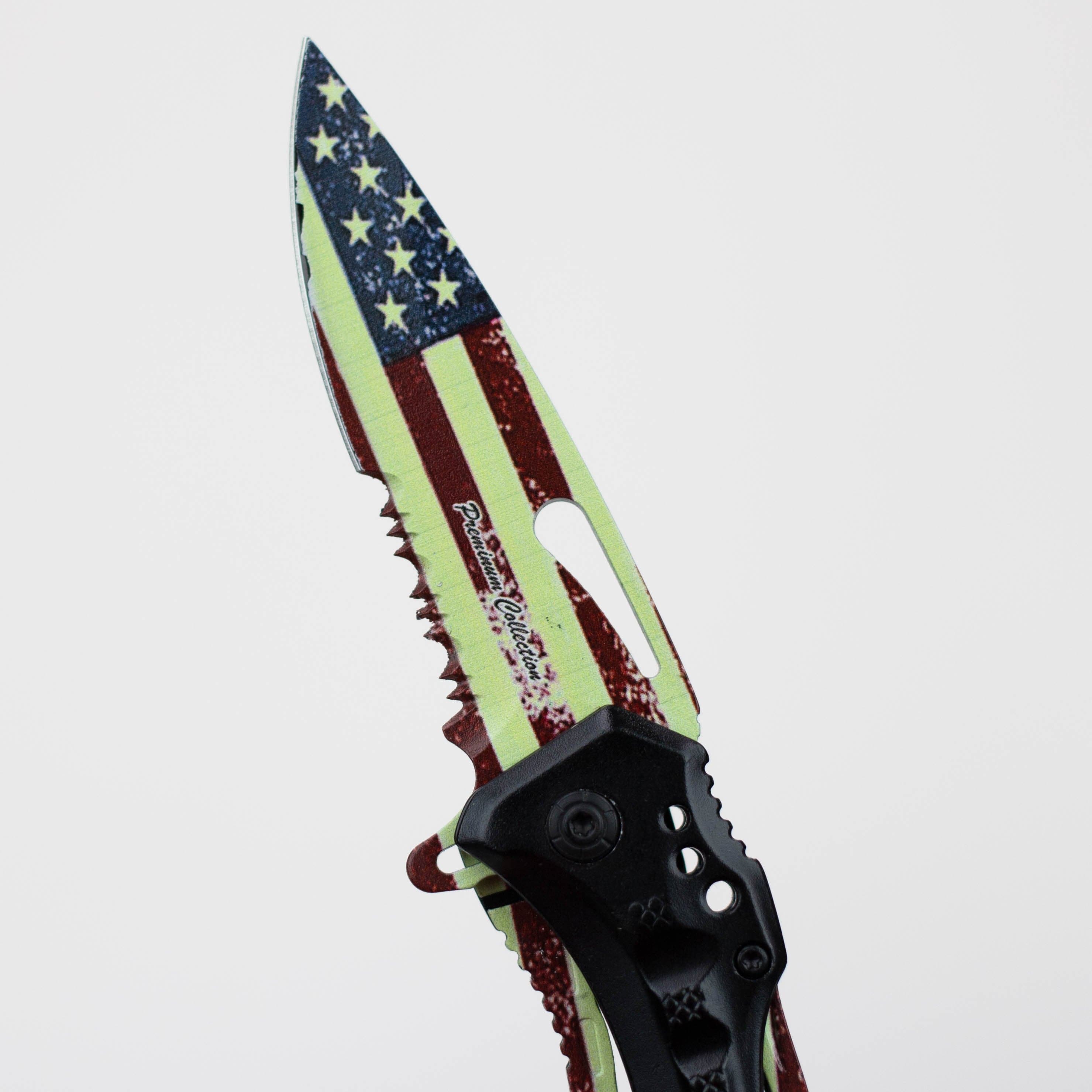 8" USA Flag  Handle Folding Knife_3