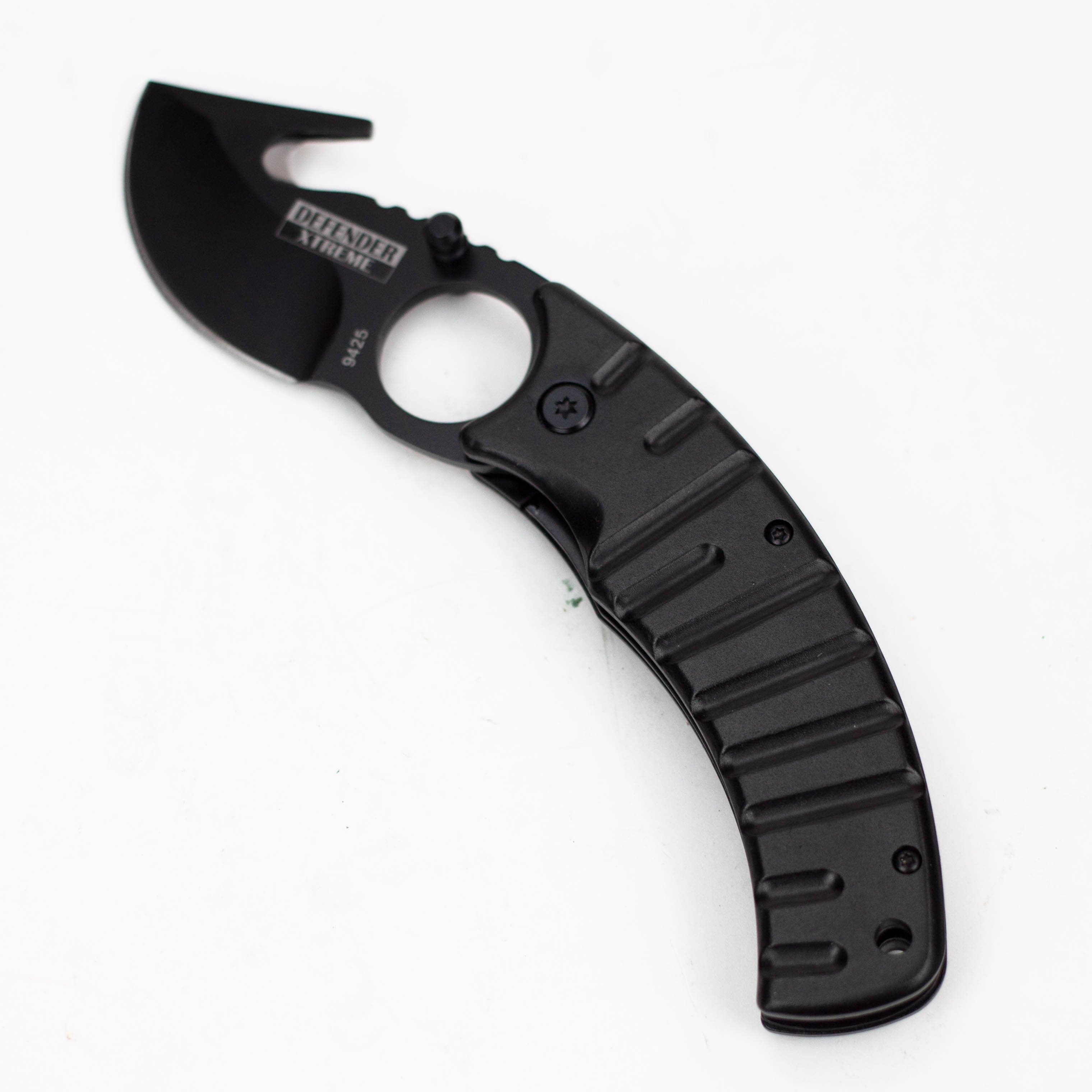 7.5" Defender Xtreme Black Folding - Knife with Belt Clip_0