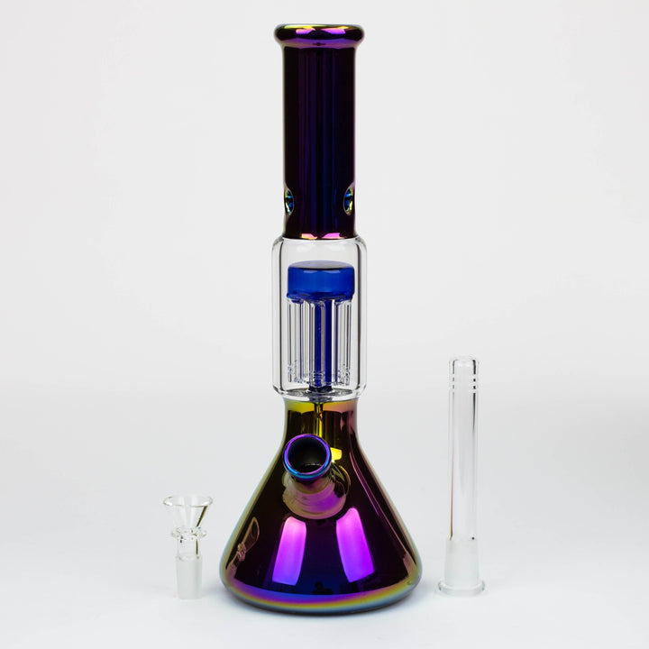 Electroplate glass water pipes with 6 arms percolator 12"_1