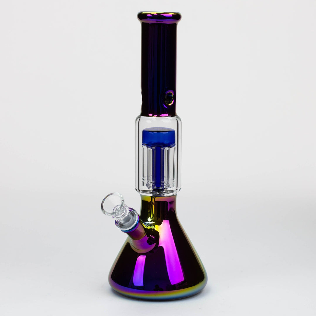 Electroplate glass water pipes with 6 arms percolator 12"_0