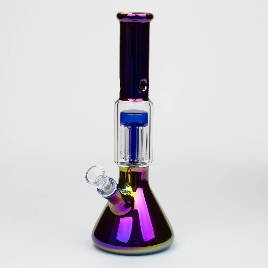 Electroplate glass water pipes with 6 arms percolator 12"_2