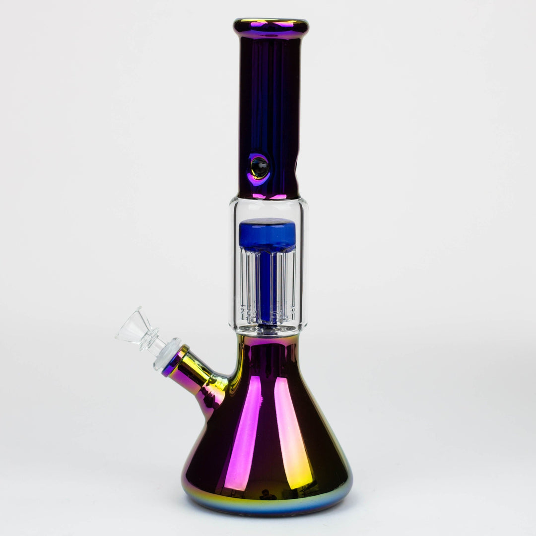 Electroplate glass water pipes with 6 arms percolator 12"_3
