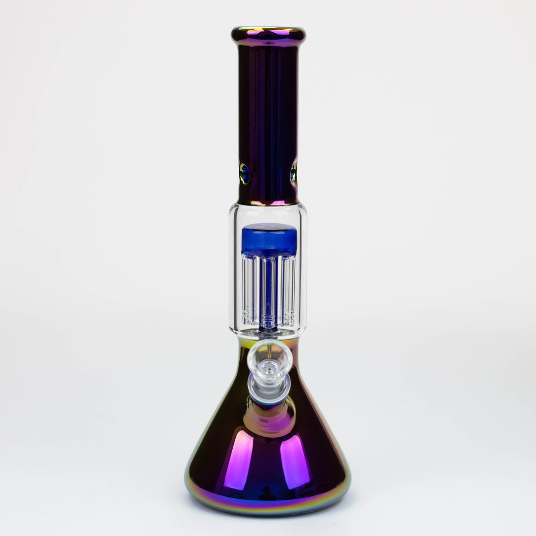 Electroplate glass water pipes with 6 arms percolator 12"_4