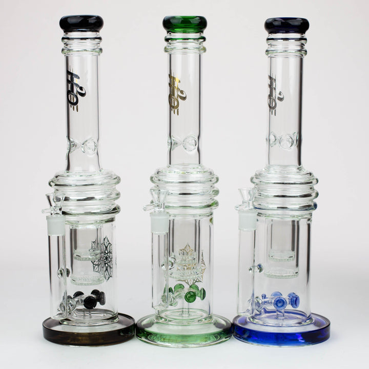H2O glass water bong with double layer honeycomb 17"_0