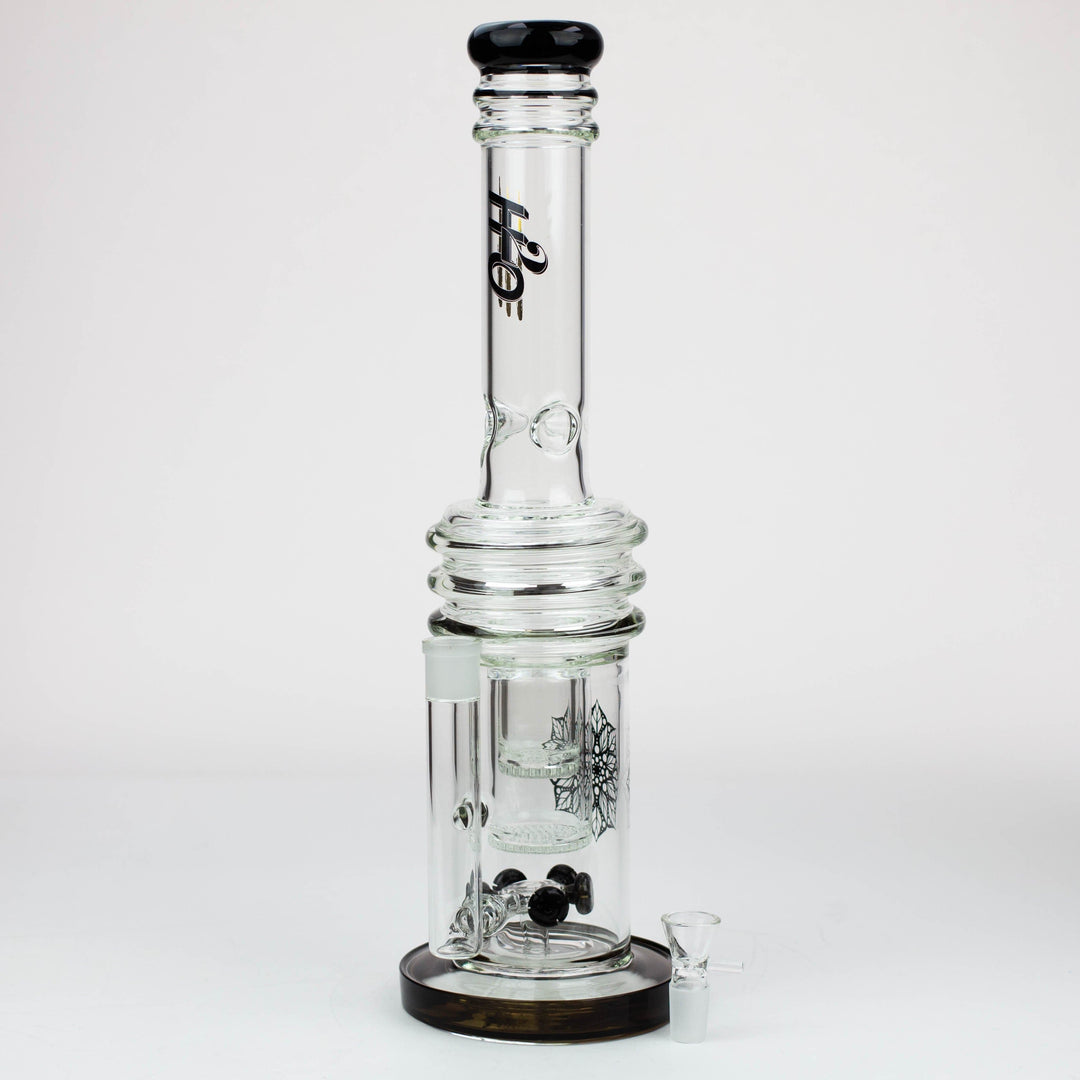 H2O glass water bong with double layer honeycomb 17"_5