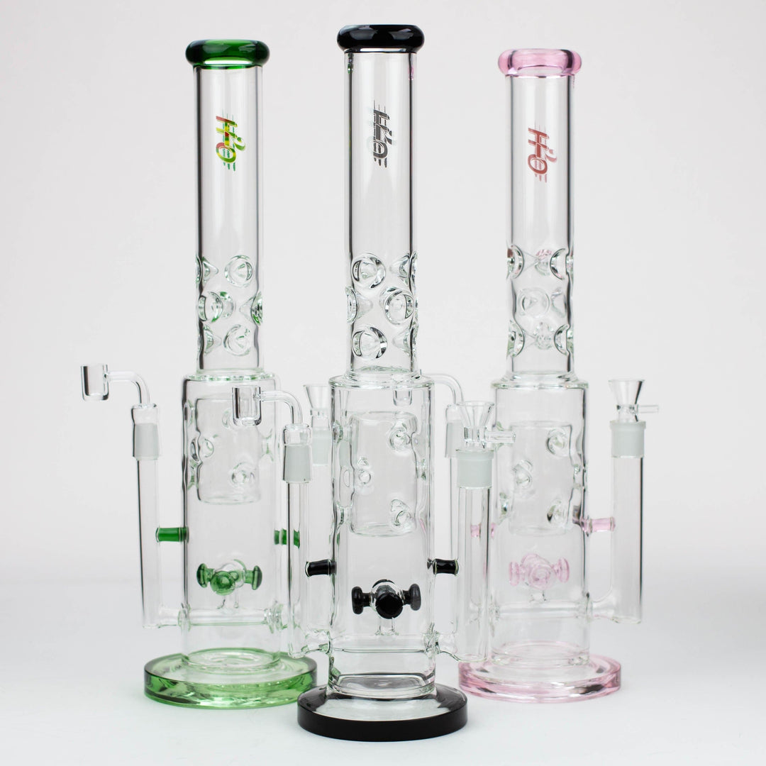 H2O 2-in-1 Double Joint glass water pipes 19"_0