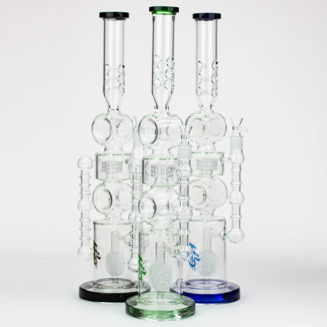 H2O Double ring glass water pipes 21"_0