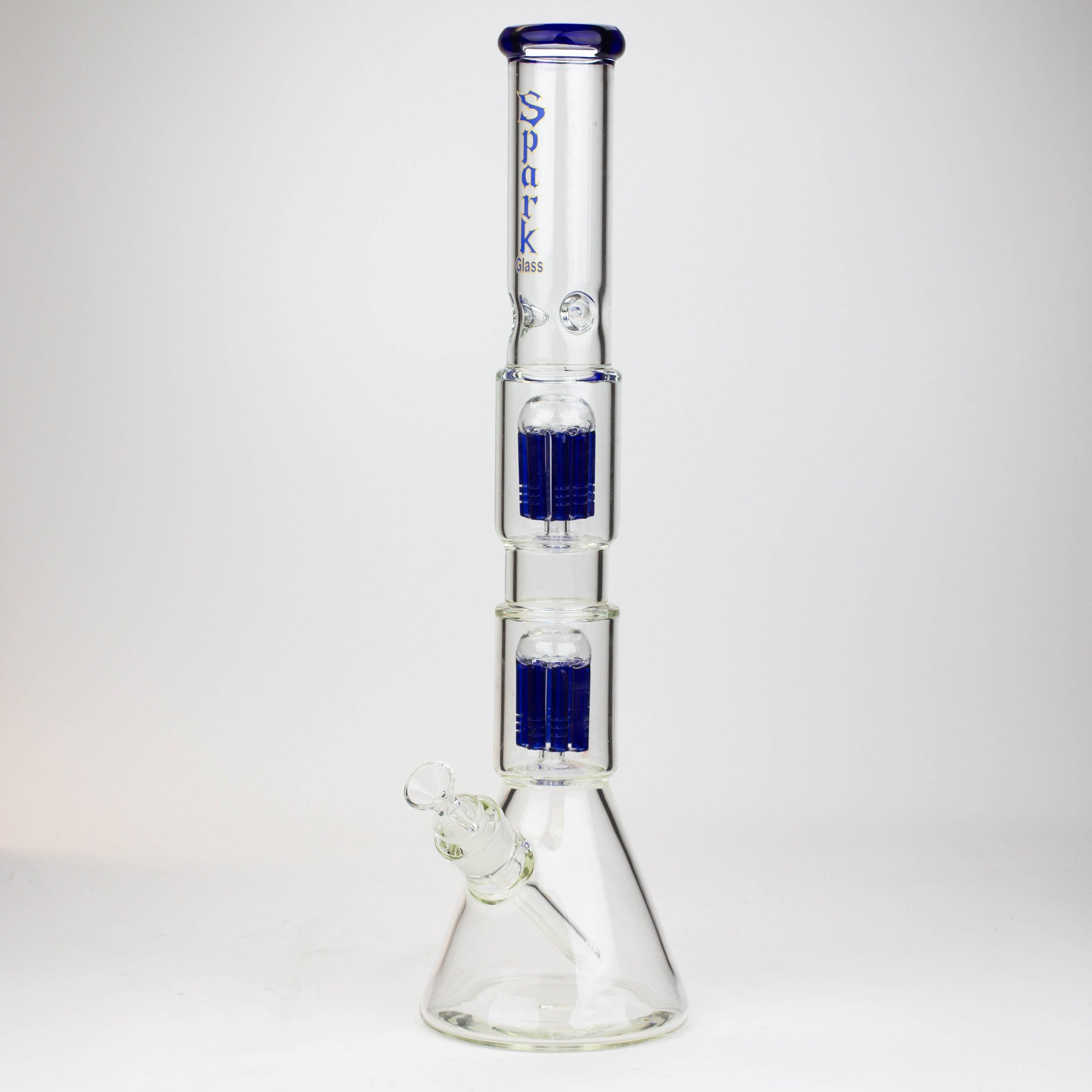 Spark 7 mm double percolator glass water pipes 19"_5