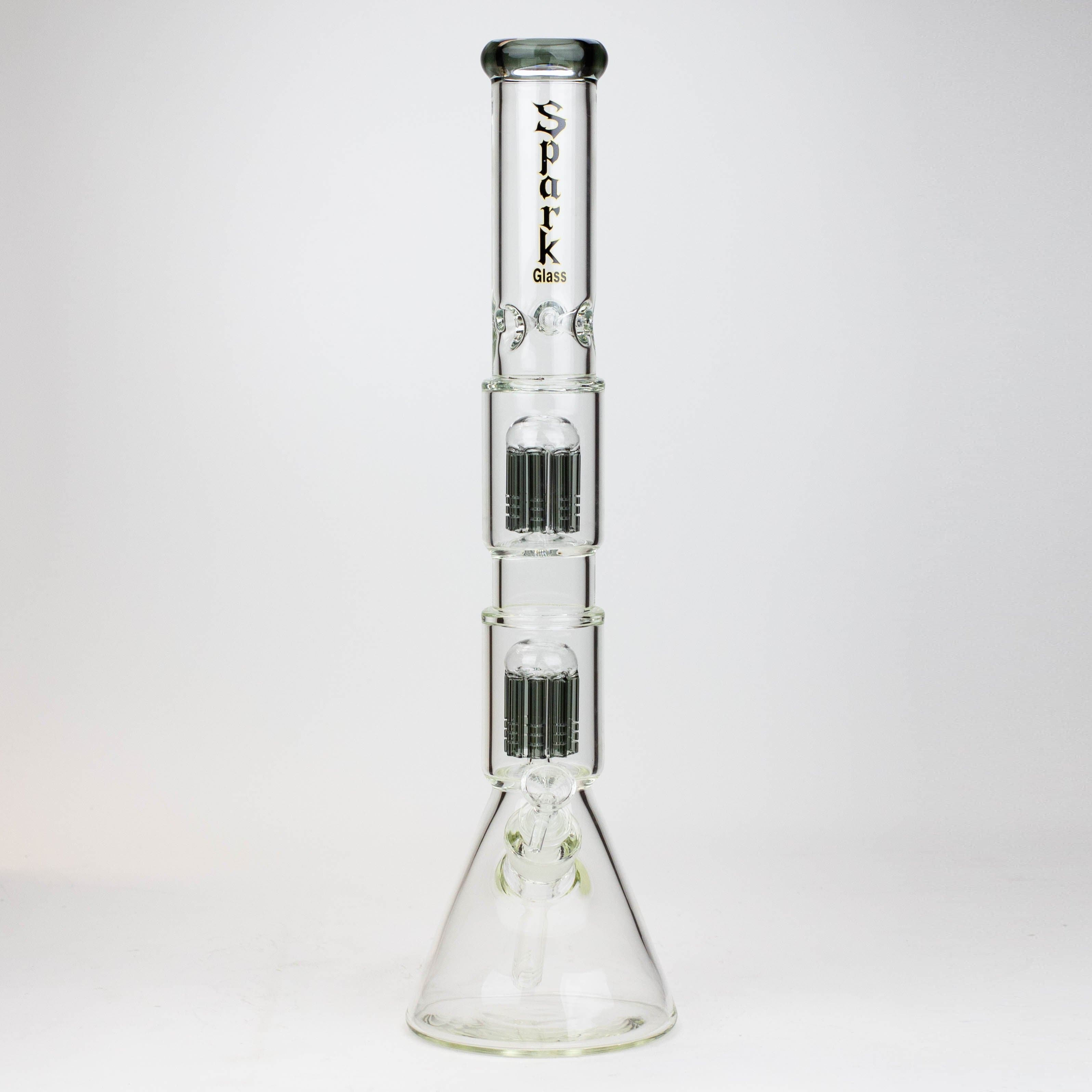 Spark 7 mm double percolator glass water pipes 19"_9