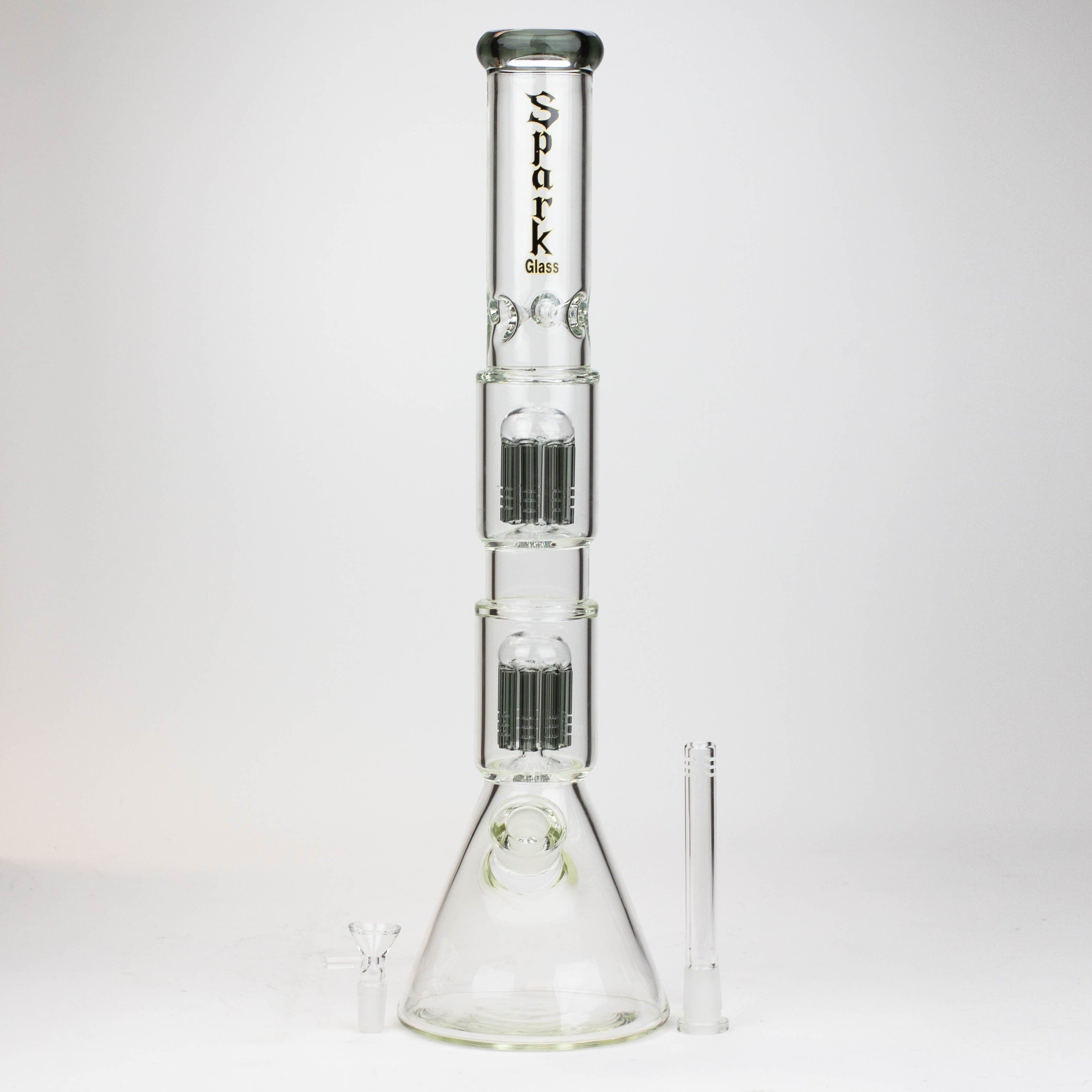 Spark 7 mm double percolator glass water pipes 19"_4