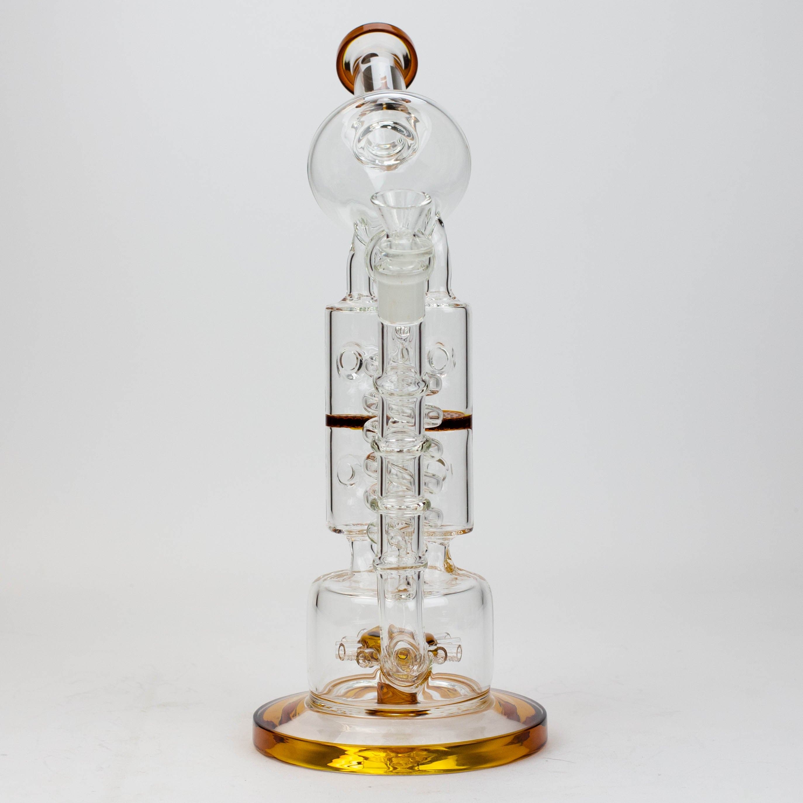 Infyniti coil, dual honeycome and flower diffuser glass recycler pipes 13"_7