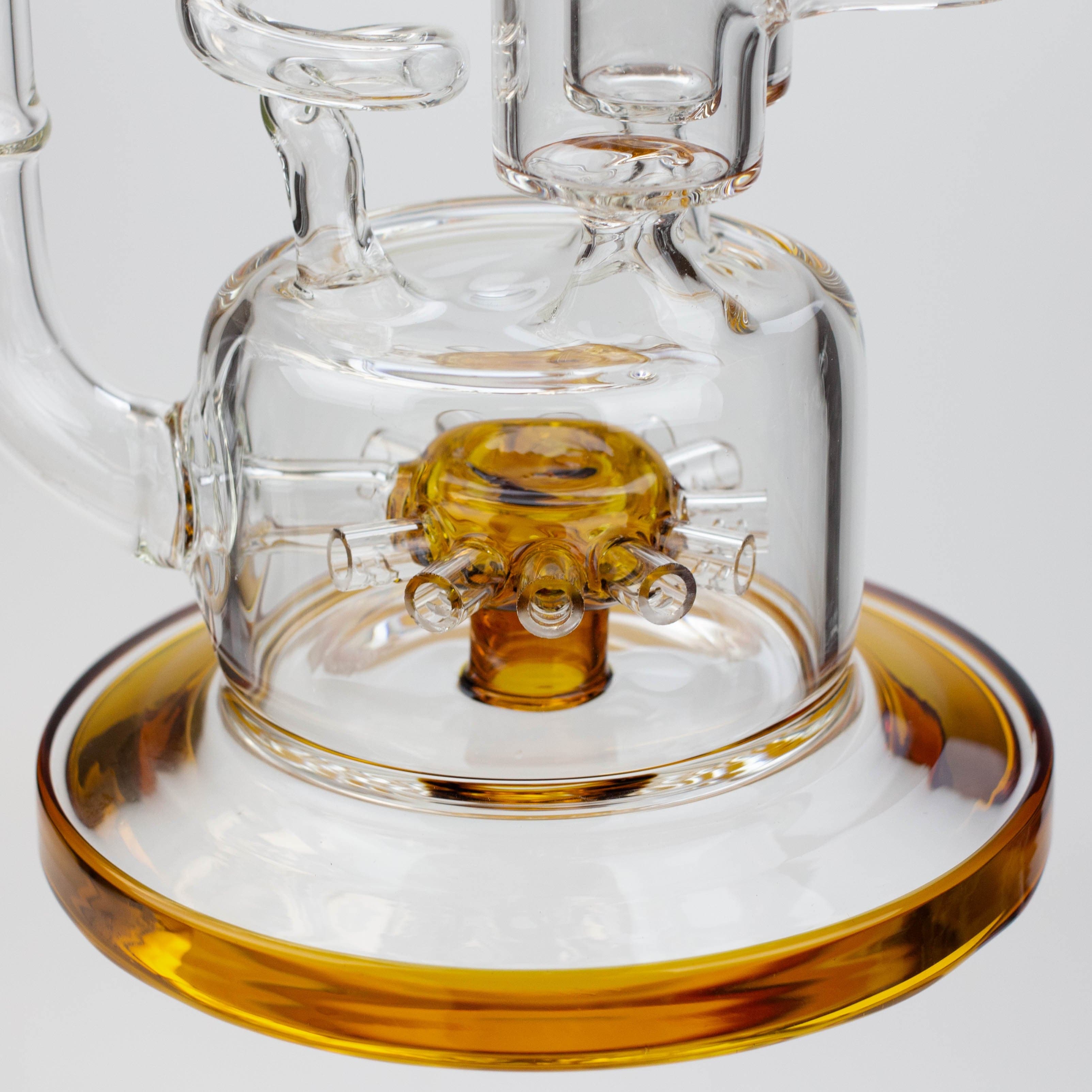 Infyniti coil, dual honeycome and flower diffuser glass recycler pipes 13"_1