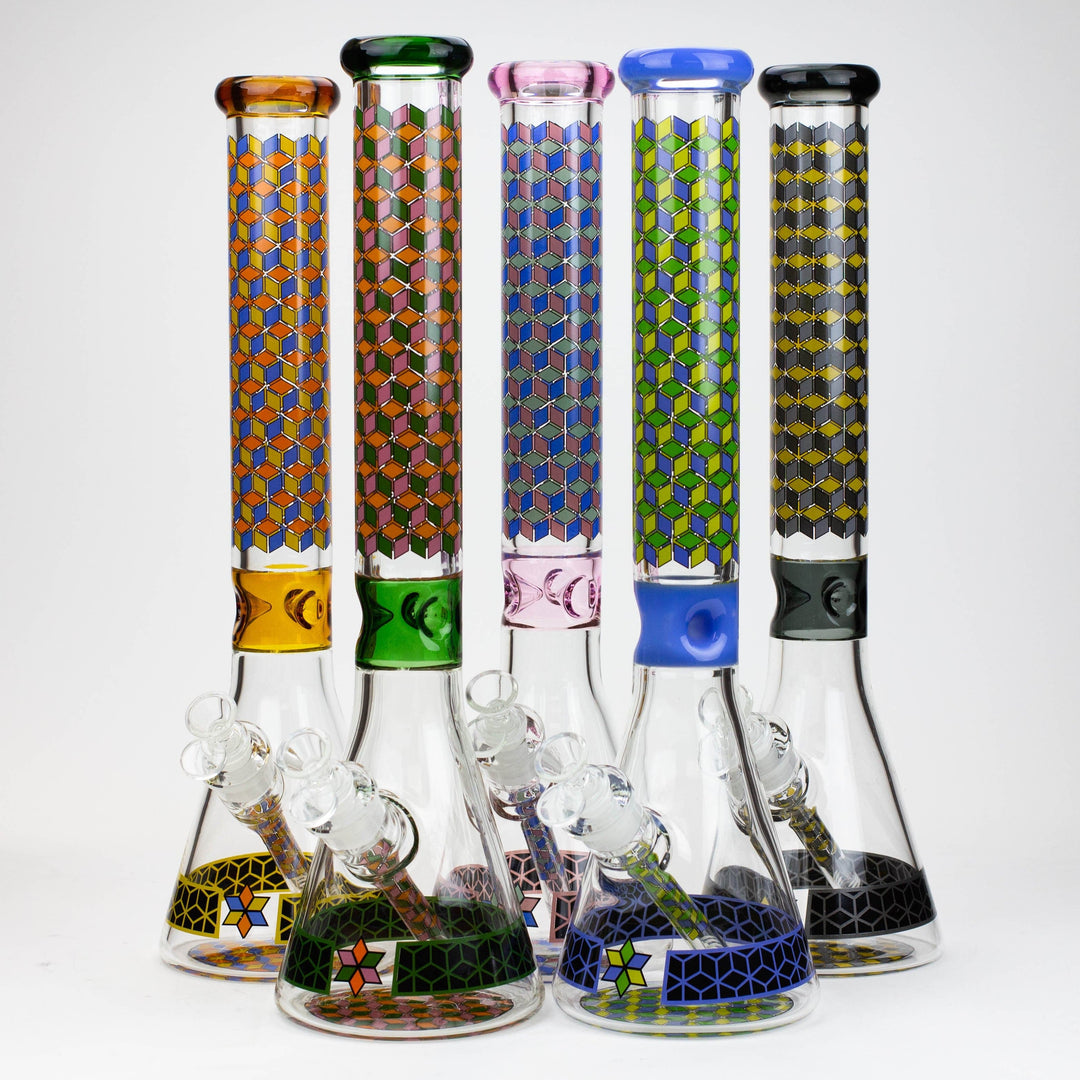 Cubic pattern 7 mm glass water pipes_0