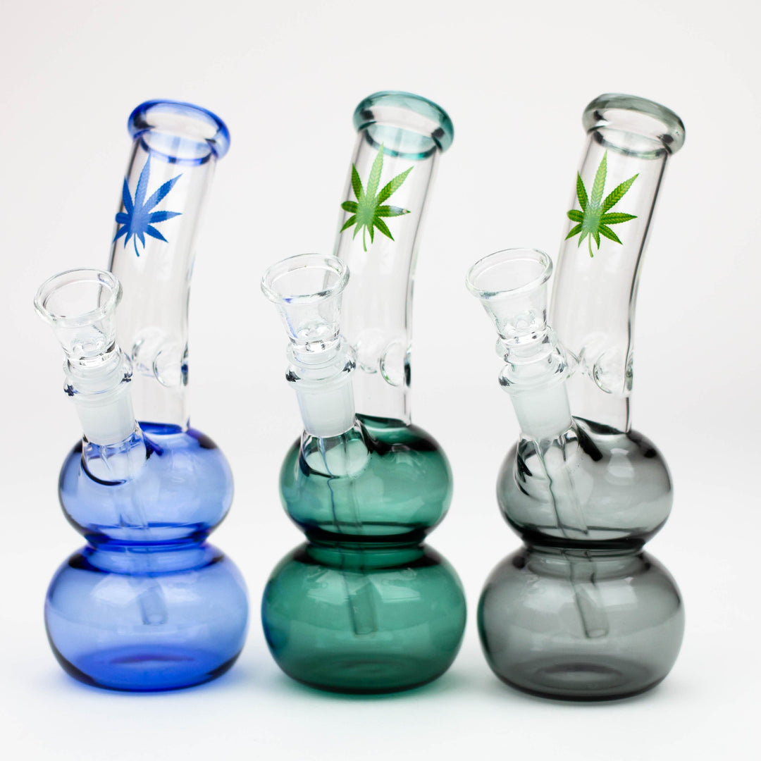 Color double ball glass water pipes_0