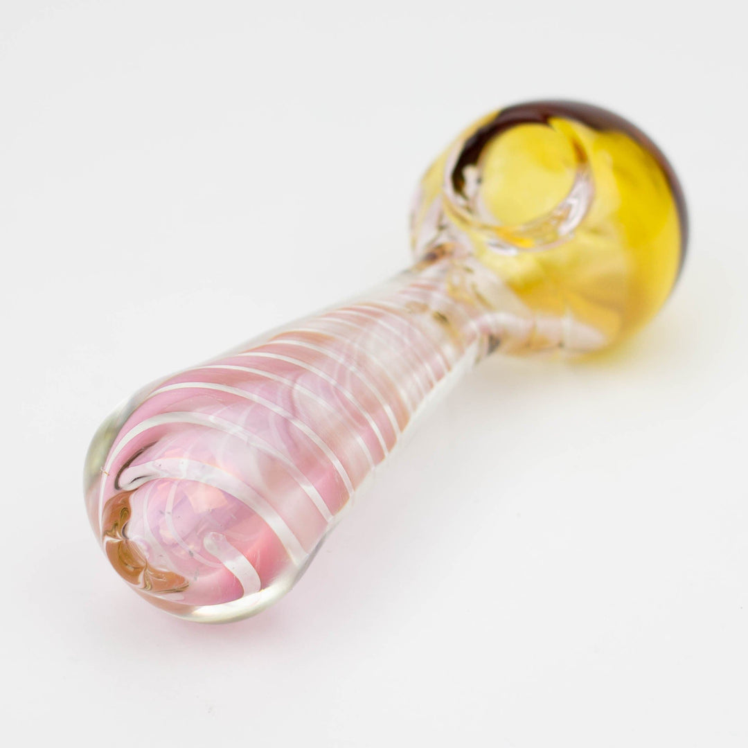 Gold fumed twisted glass hand pipe 5"_6