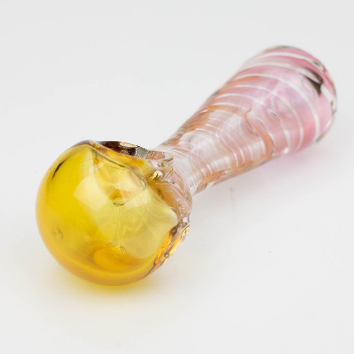 Gold fumed twisted glass hand pipe 5"_7