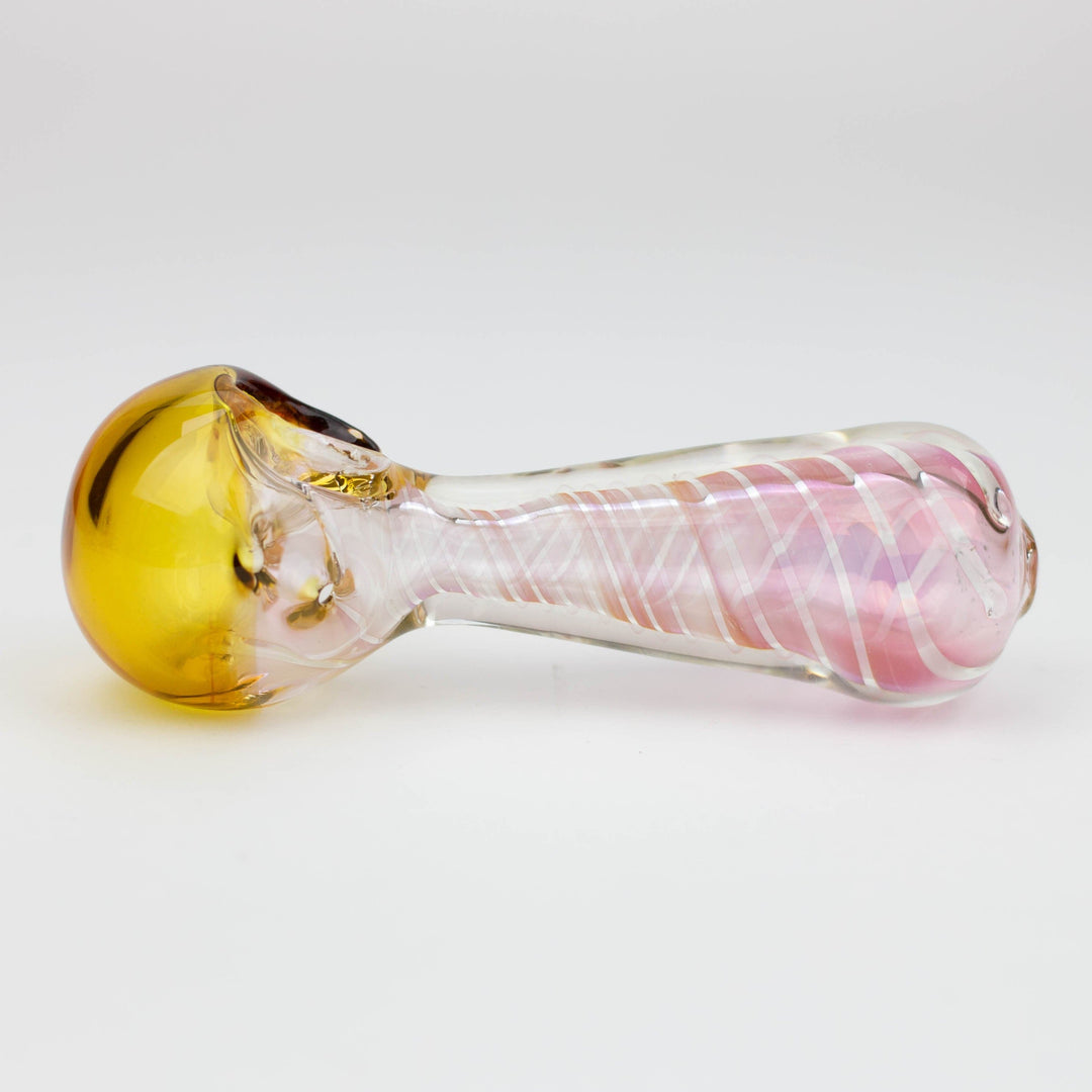 Gold fumed twisted glass hand pipe 5"_3