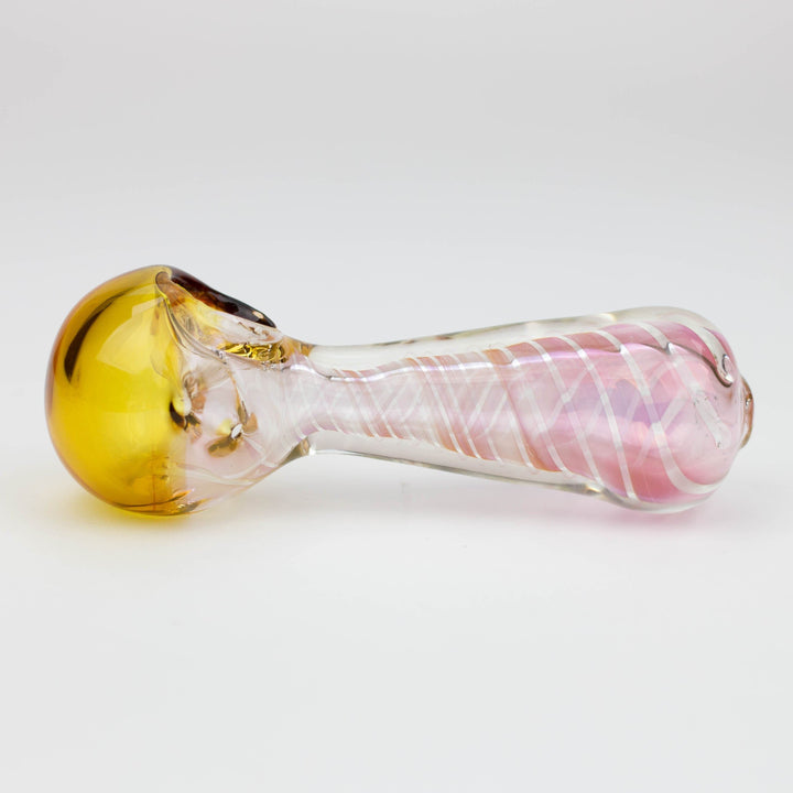 Gold fumed twisted glass hand pipe 5"_3
