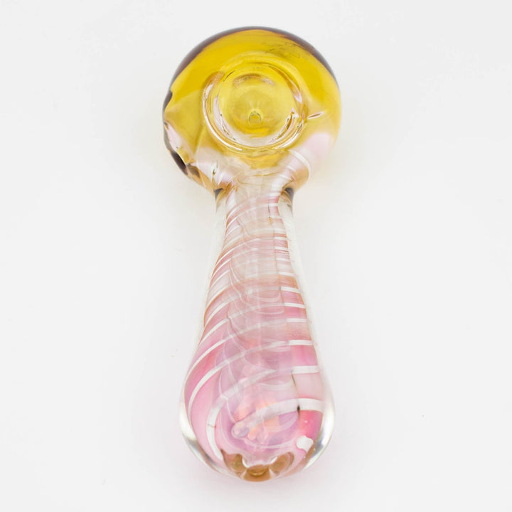 Gold fumed twisted glass hand pipe 5"_2